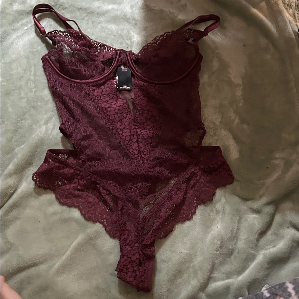Lace Teddy in Deep Burgundy